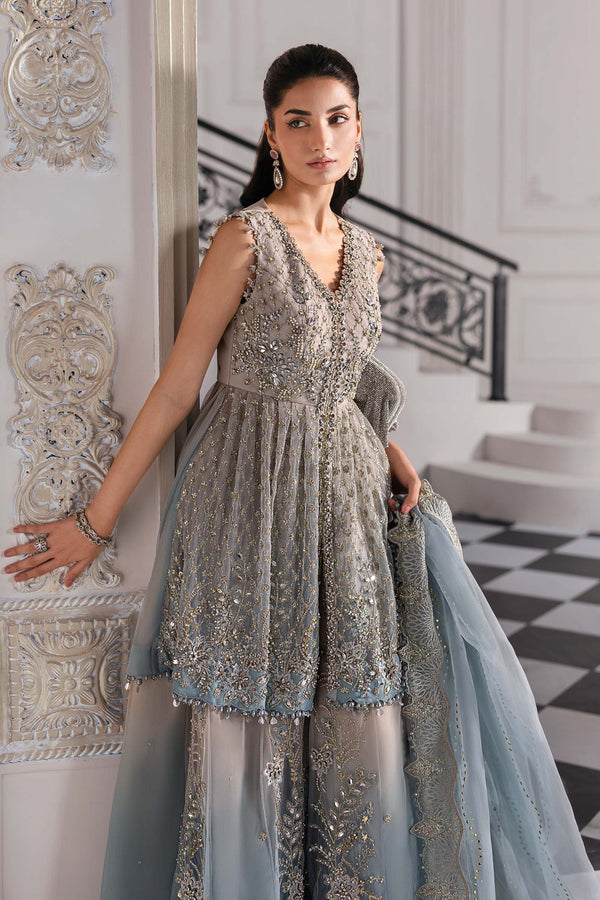 Coffee to Aqua 3 Piece Unstitched Embroidered Net Suit