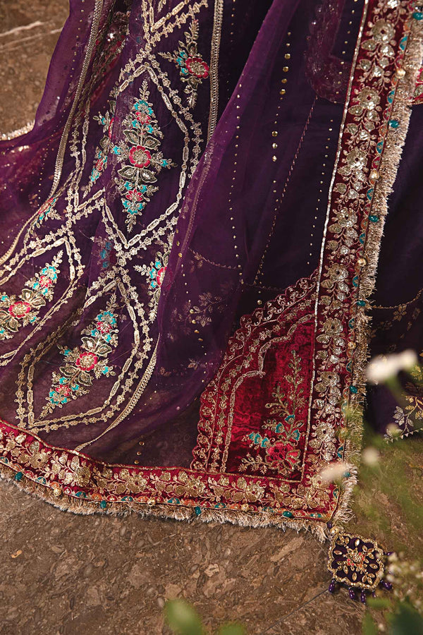 Purple Default 3 Piece Unstitched Embroidered Raw Silk Suit