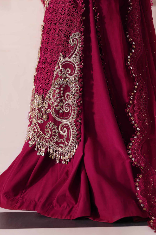 Magenta 3 Piece Unstitched Embroidered Chiffon Suit