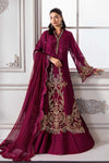 Magenta 3 Piece Unstitched Embroidered Chiffon Suit