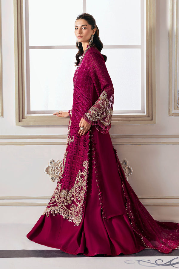 Magenta 3 Piece Unstitched Embroidered Chiffon Suit