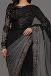 Grey & Black Saree
