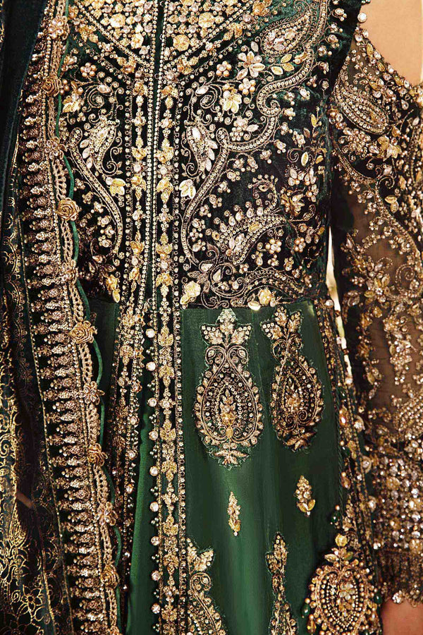 Emerald Green Default 3 Piece Unstitched Embroidered Organza Suit | BD-2904