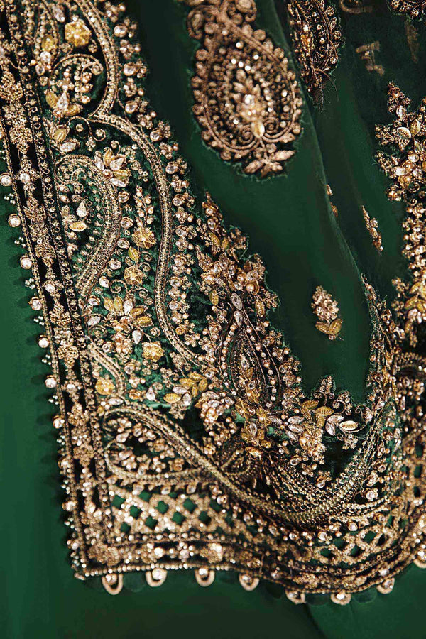 Emerald Green Default 3 Piece Unstitched Embroidered Organza Suit | BD-2904
