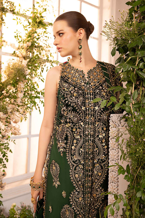 Emerald Green Default 3 Piece Unstitched Embroidered Organza Suit | BD-2904