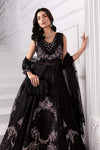Black 3 Piece Unstitched Embroidered Organza Suit