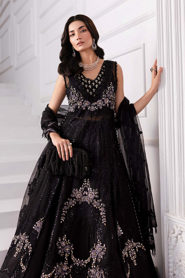 Black 3 Piece Unstitched Embroidered Organza Suit