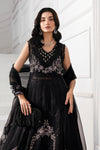 Black 3 Piece Unstitched Embroidered Organza Suit