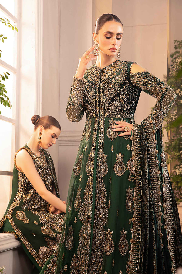 Emerald Green Default 3 Piece Unstitched Embroidered Organza Suit | BD-2904