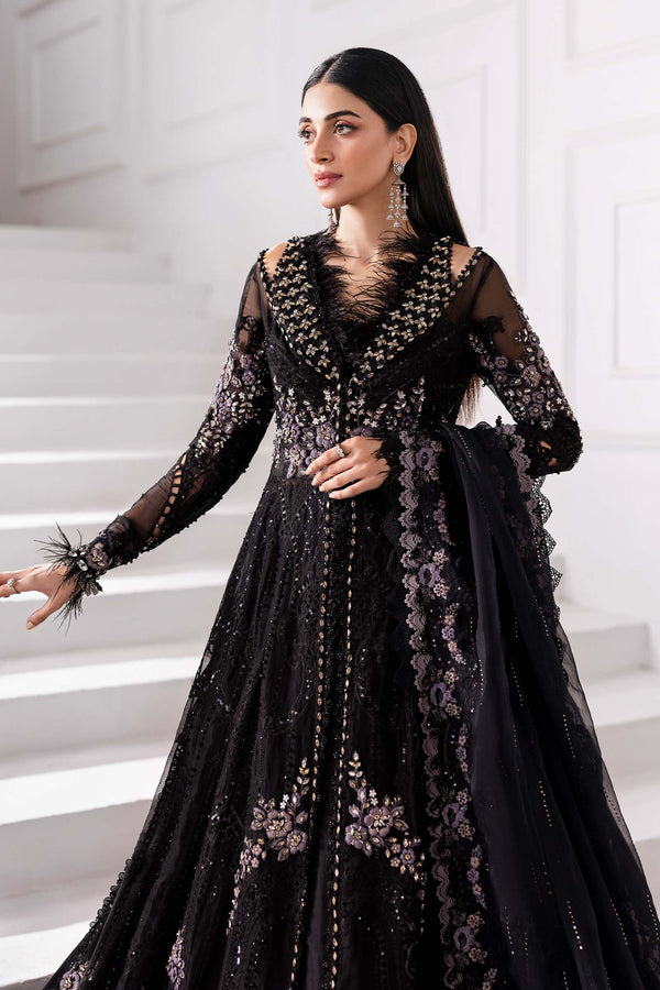Black 3 Piece Unstitched Embroidered Organza Suit