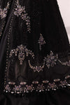 Black 3 Piece Unstitched Embroidered Organza Suit