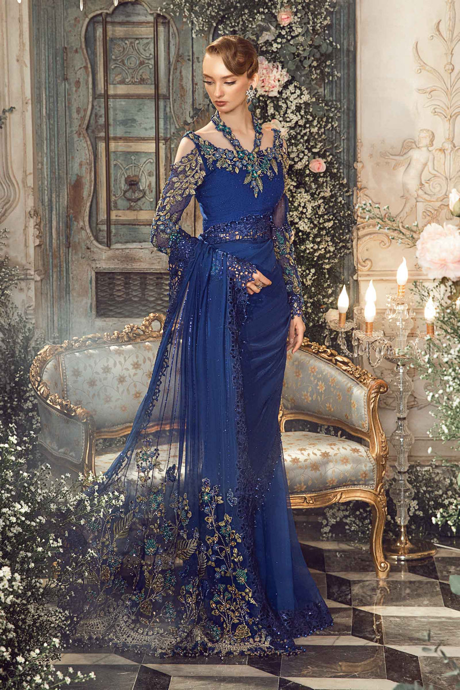 Unstitched Mbroidered | Cobalt Blue BD-2704 - Maria B