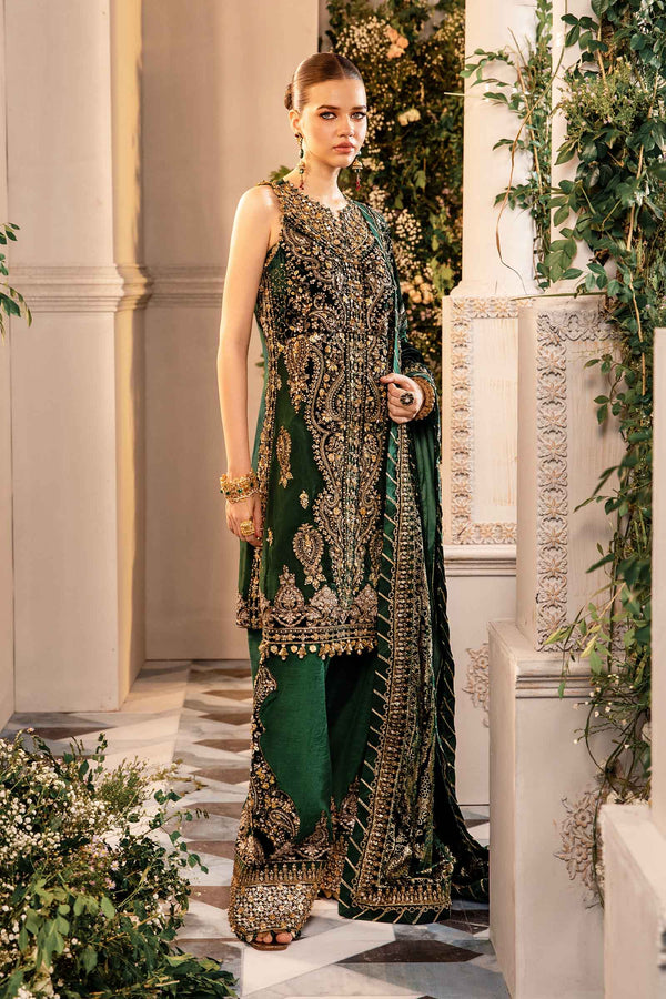 Emerald Green Default 3 Piece Unstitched Embroidered Organza Suit | BD-2904