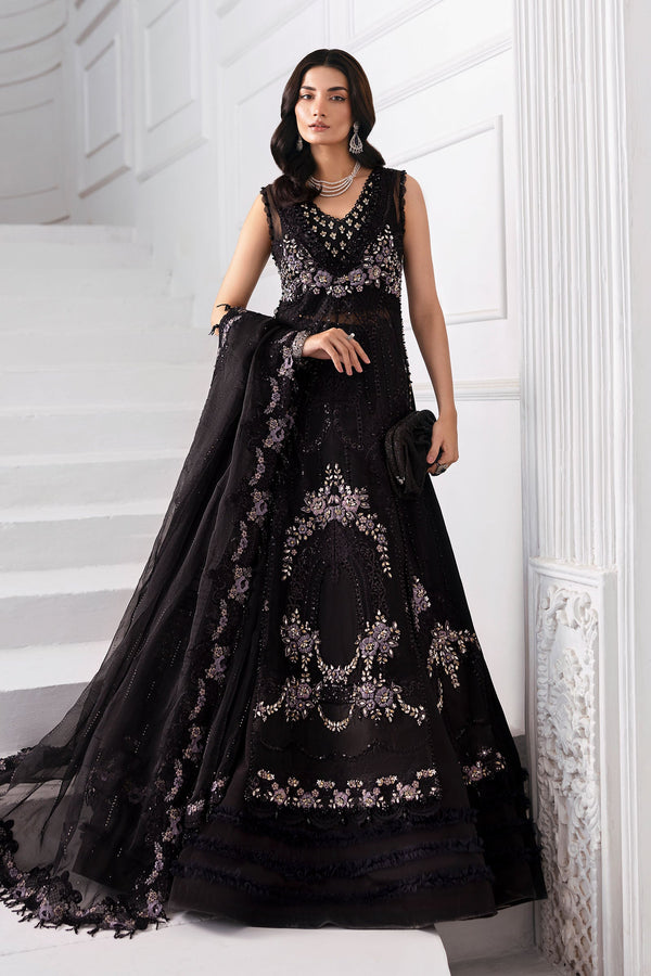 Black 3 Piece Unstitched Embroidered Organza Suit