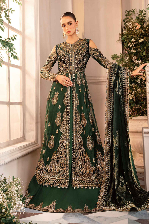 Emerald Green Default 3 Piece Unstitched Embroidered Organza Suit | BD-2904