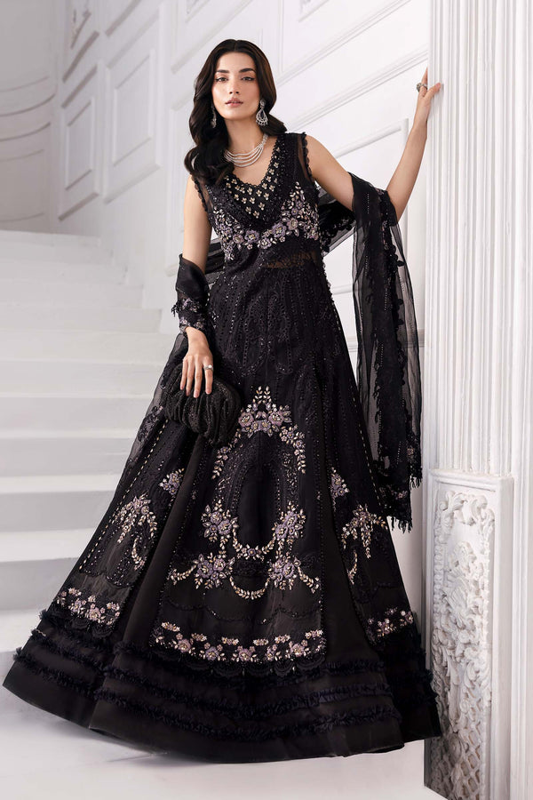 Black 3 Piece Unstitched Embroidered Organza Suit