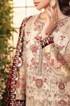 Ivory and Maroon Default 3 Piece Unstitched Embroidered Organza Suit