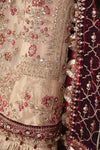 Ivory and Maroon Default 3 Piece Unstitched Embroidered Organza Suit