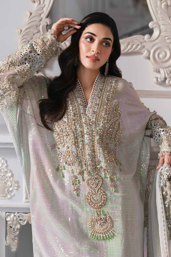 Ice Blue 3 Piece Unstitched Embroidered Chiffon Suit