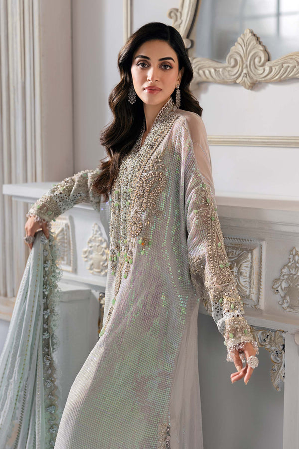 Ice Blue 3 Piece Unstitched Embroidered Chiffon Suit