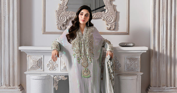 Ice Blue 3 Piece Unstitched Embroidered Chiffon Suit