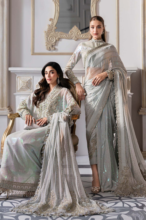 Ice Blue 3 Piece Unstitched Embroidered Chiffon Suit