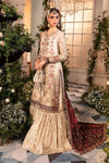 Ivory and Maroon Default 3 Piece Unstitched Embroidered Organza Suit