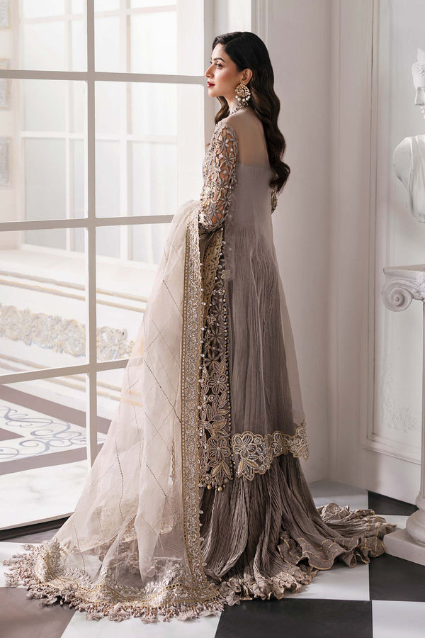 Steel Grey 3 Piece Unstitched Embroidered Organza Suit
