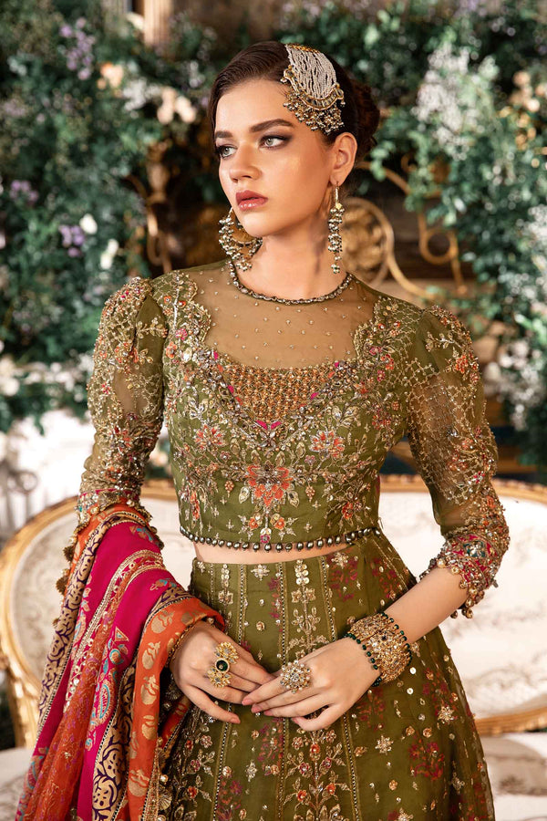 Olive Green Default 3 Piece Unstitched Embroidered Organza Suit
