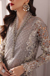 Steel Grey 3 Piece Unstitched Embroidered Organza Suit