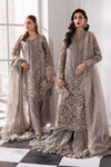 Steel Grey 3 Piece Unstitched Embroidered Organza Suit