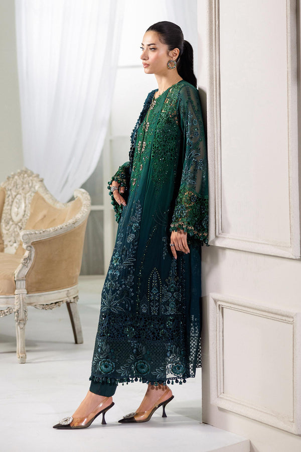 Emerald Green To Teal Chiffon Suit