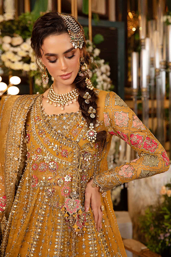 Mustard Default 3 Piece Unstitched Embroidered Organza Suit
