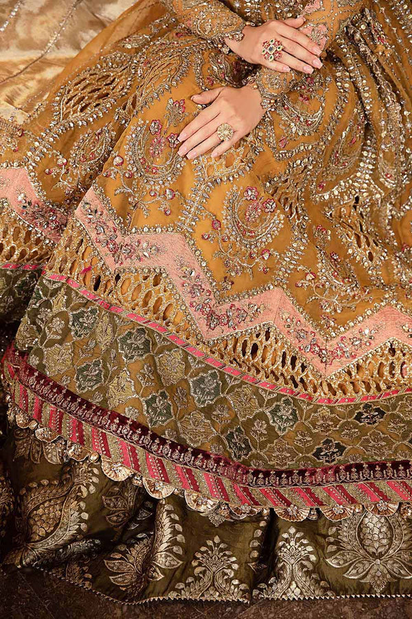 Mustard Default 3 Piece Unstitched Embroidered Organza Suit