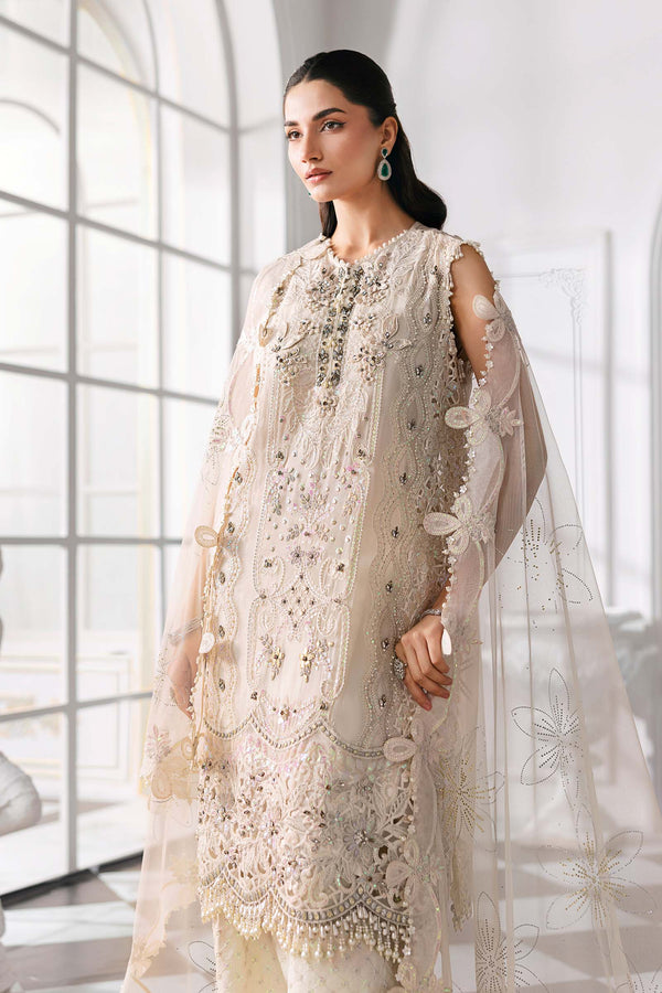 Off White 3 Piece Unstitched Embroidered Chiffon Suit