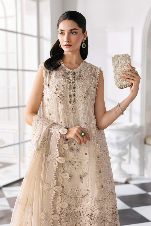 Off White 3 Piece Unstitched Embroidered Chiffon Suit