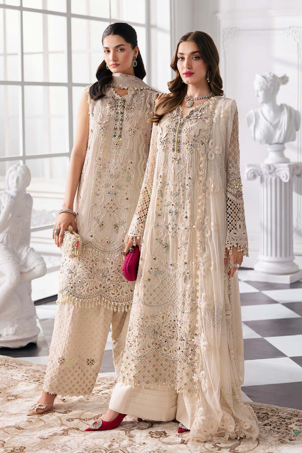Off White 3 Piece Unstitched Embroidered Chiffon Suit