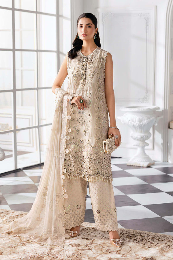 Off White 3 Piece Unstitched Embroidered Chiffon Suit