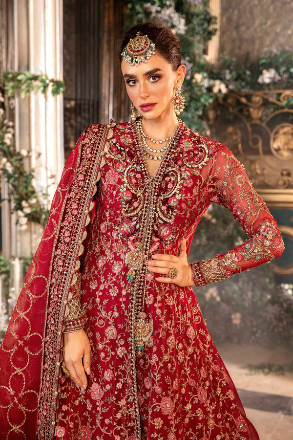 Red Default 3 Piece Unstitched Embroidered Organza Suit