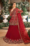 Red Default 3 Piece Unstitched Embroidered Organza Suit