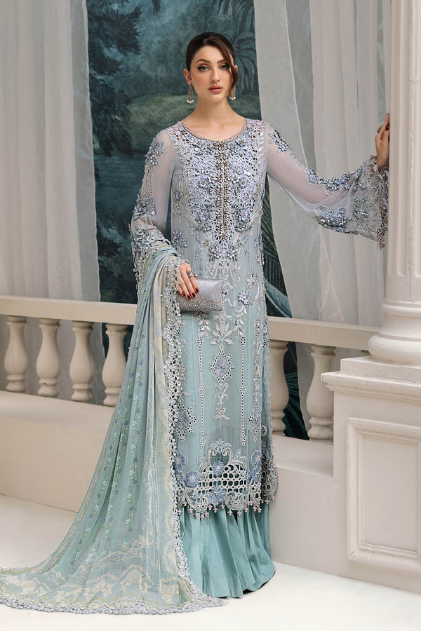 3 Piece Unstitched Embroidered Chiffon Suit