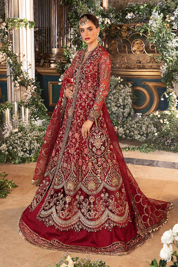 Red Default 3 Piece Unstitched Embroidered Organza Suit