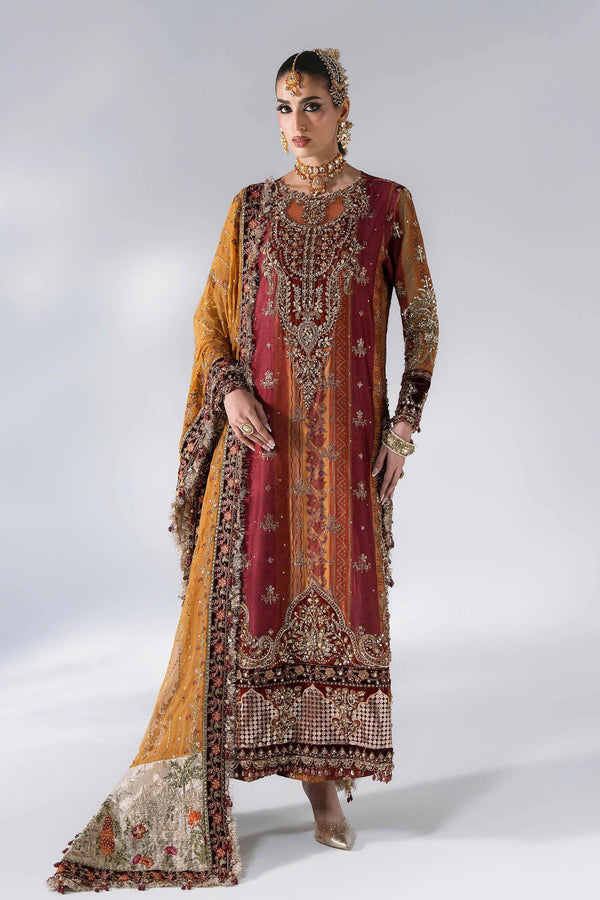 Unstitched Embroidered Raw Silk SuitIn Stock BD-3104-Maroon Crimson-Default