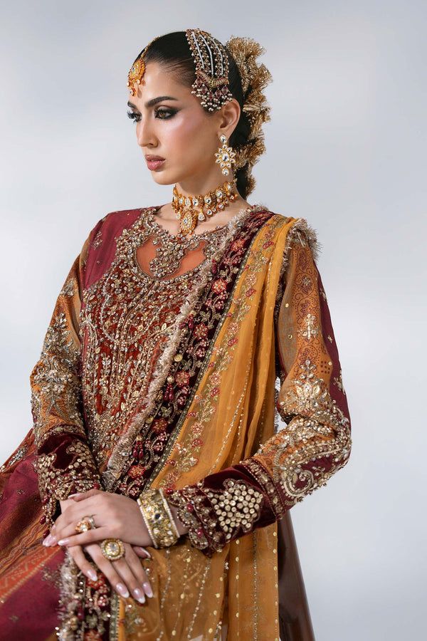Unstitched Embroidered Raw Silk SuitIn Stock BD-3104-Maroon Crimson-Default