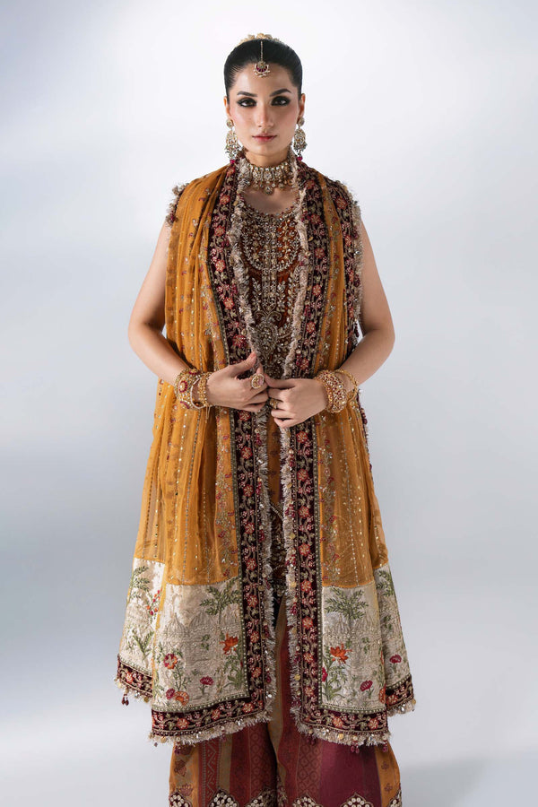 Unstitched Embroidered Raw Silk SuitIn Stock BD-3104-Maroon Crimson-Default