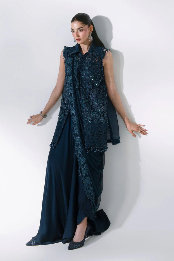 Unstitched Embroidered Organza SuitIn Stock BD-3106-Peacock Blue-Default