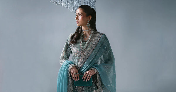 Unstitched Embroidered Organza SuitIn StockBARCODE:BD-3107-Sea Green-Default