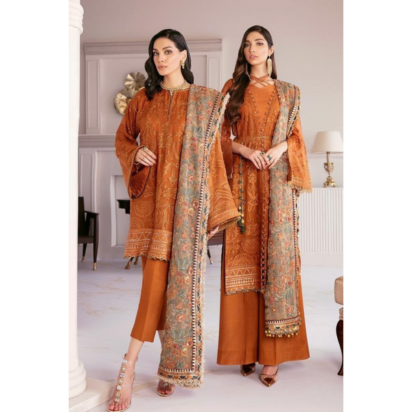 Baroque - Chantelle Embroidered Chiffon 3 Piece Suit BQ-08 Crystal Sugar