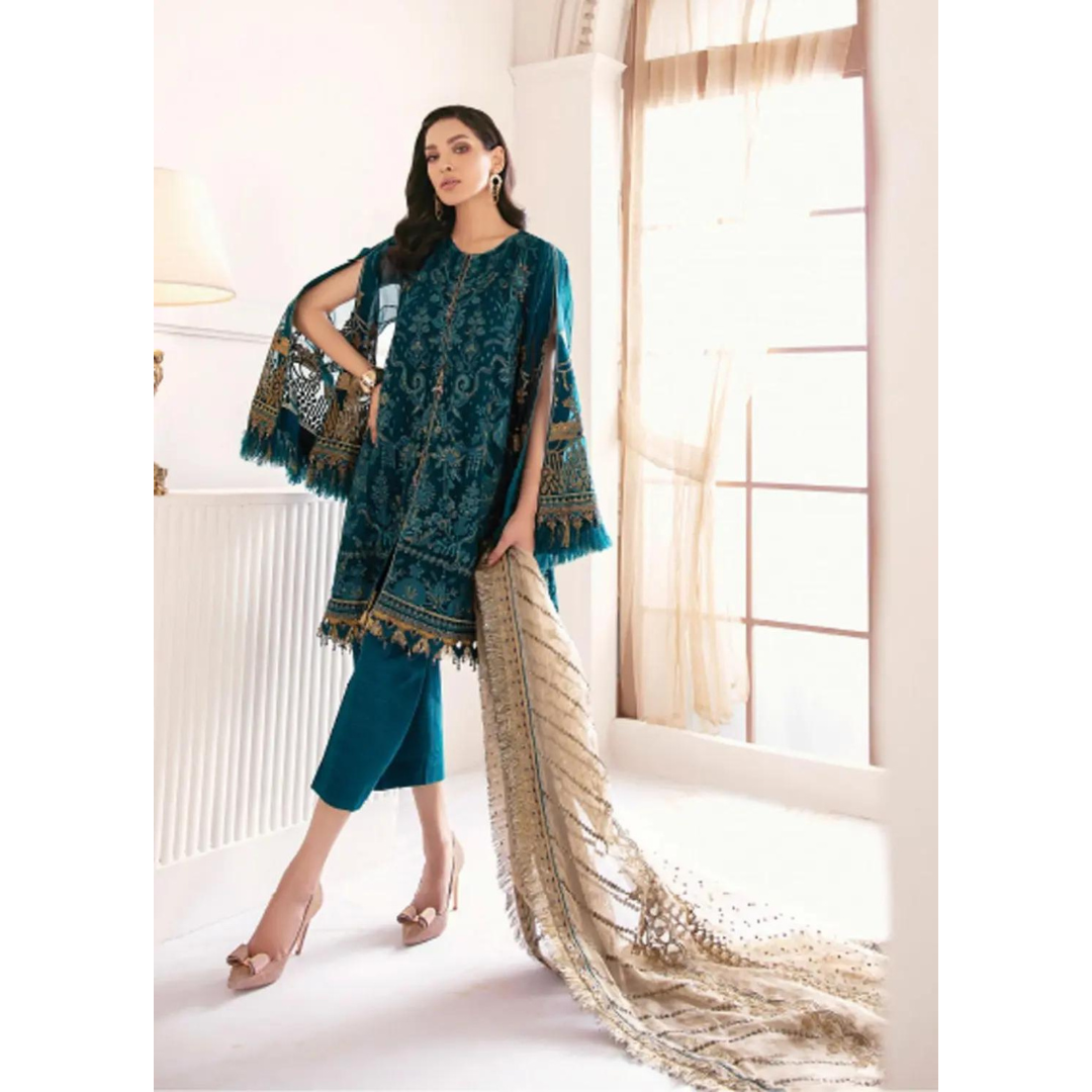 Chantelle By Baroque Embroidered Chiffon Unstitched 3 Piece Suit BQ21C 05 Sparkling Night - Luxury Collection