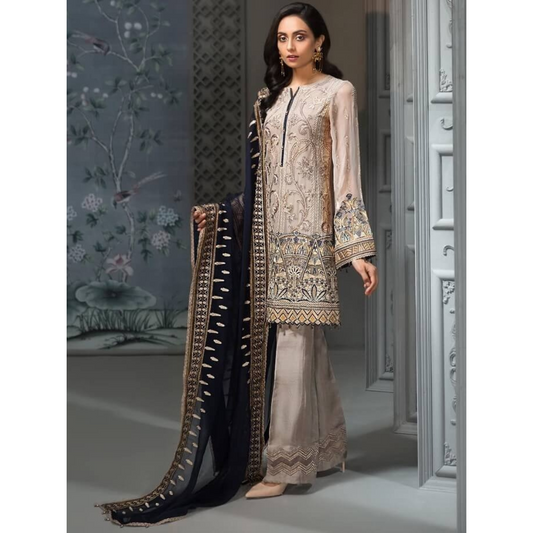 Jazmin Embroidered Chiffon 3Pc Suit D-08